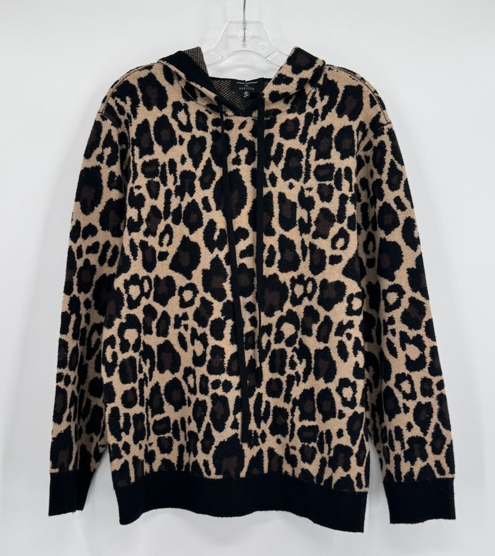 Robert Rodriguez x Barneys Black Animal Print Wool Hooded Sweater Sz XS